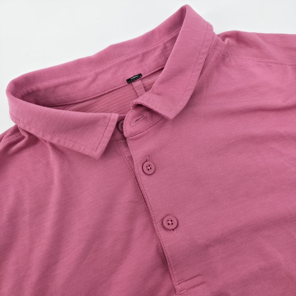 Lululemon Evolution Polo Shirt Mens Pink Mauve Short Sleeve Golf Top small